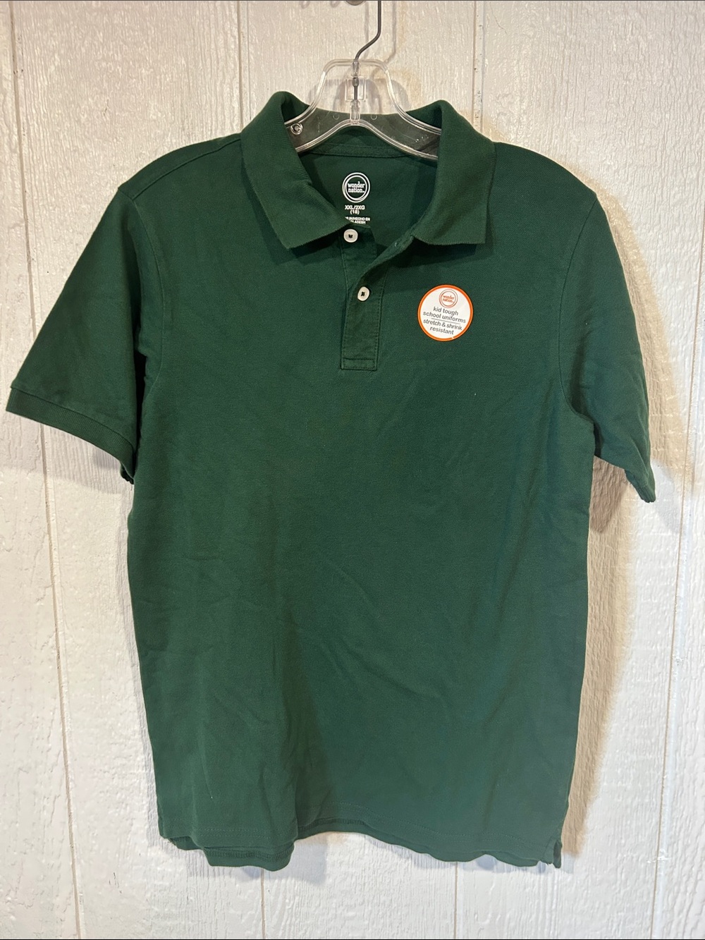 NEW Boys wonder nation Dark Green Polo Shirt with Pink Button